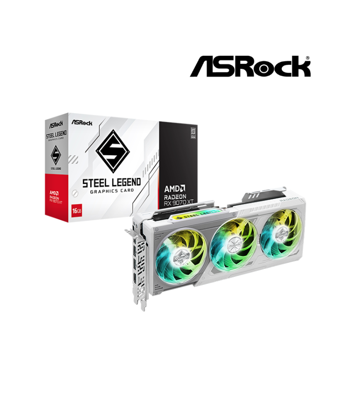 TARJETA DE VIDEO ASROCK STEEL LEGEND RX 9070 XT 16GB GDDR6 WHITE