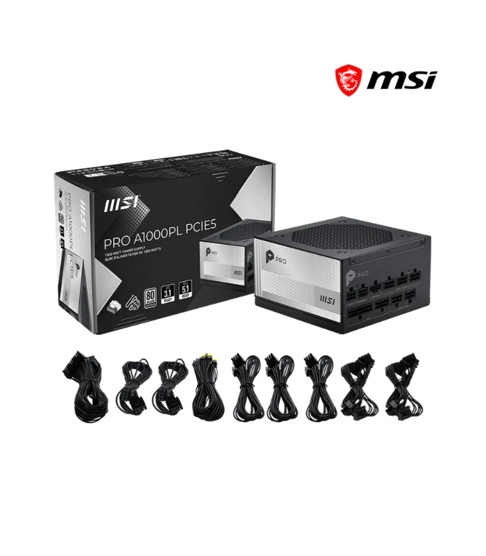 FUENTE DE PODER MSI PRO-A1000PL 80PLUS PLATINIUM, FULL MODULAR, PCIE5