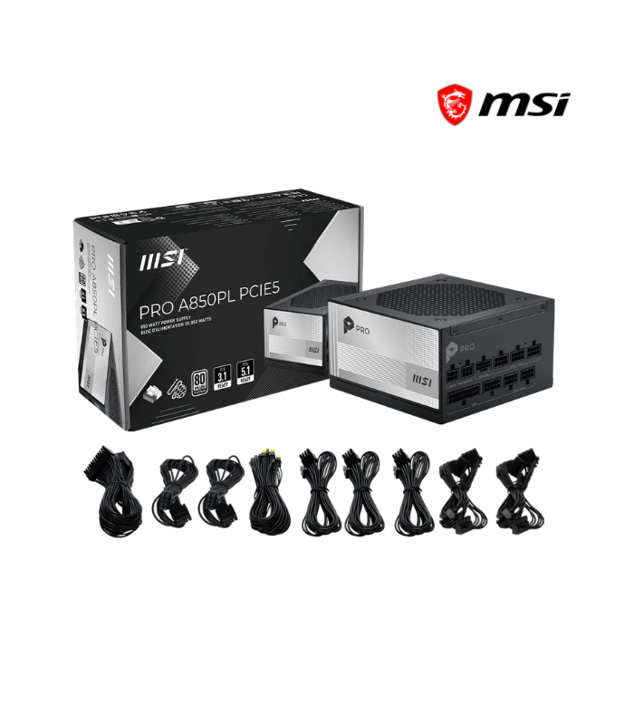 FUENTE DE PODER MSI PRO-A850PL 80PLUS PLATINUM, FULL MODULAR, PCIE5