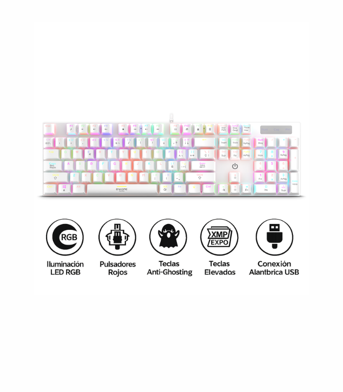 TECLADO ENKORE ROYALE WHITE ENK1003W RGB MECANICO USB